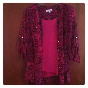 Fuchsia sheer top with tank